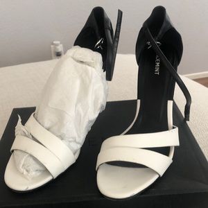 Black and White Sandals with Ankle Strap